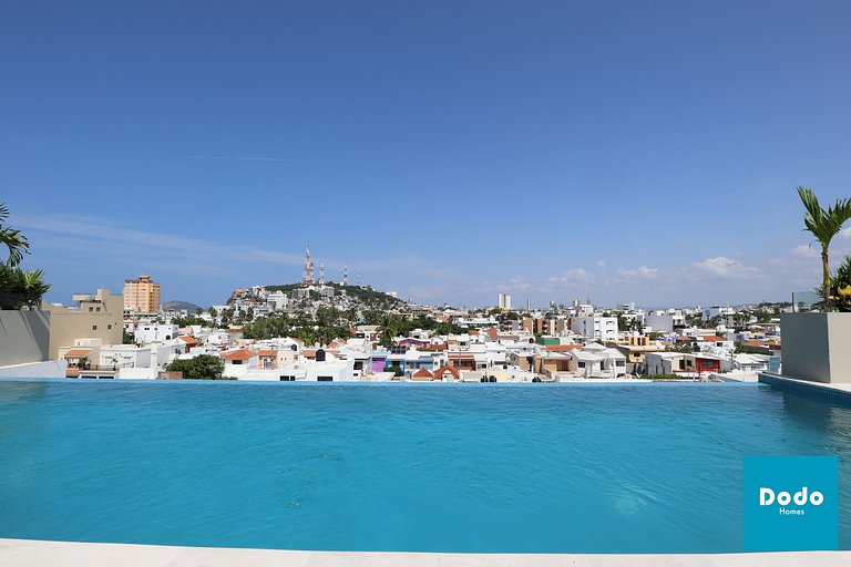 Departamento en Mazatlan con alberca a 3 min de playa olas a