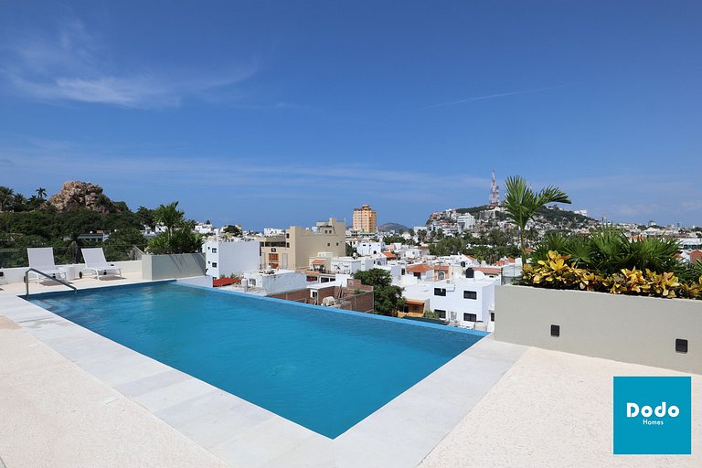 Departamento en Mazatlan con alberca a 3 min de playa olas a